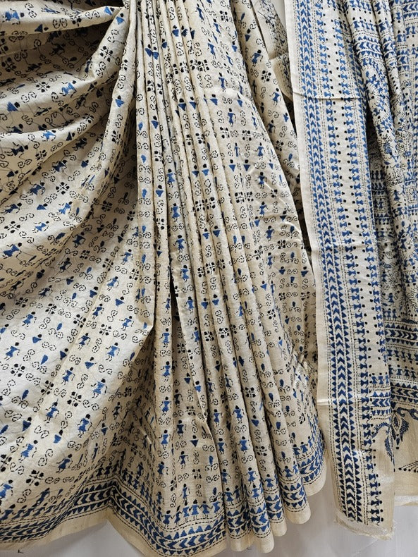 Balaram Saha: Exquisite Craftsmanship - Pure Handloom Katan Silk Handstitch Kantha Saree Balaram Saha