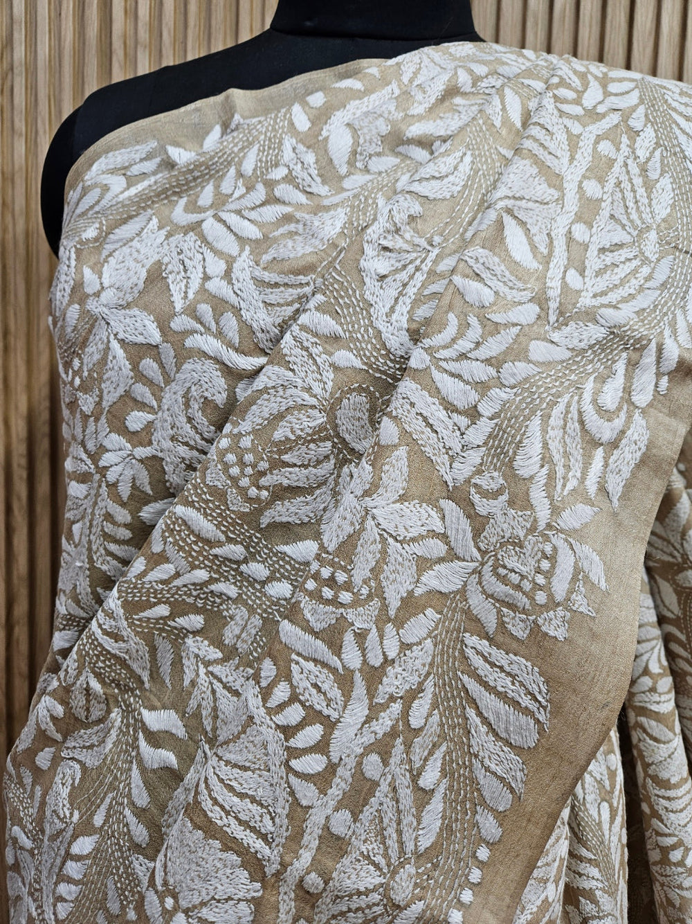 Cream Color Handloom Gachhi Tussar Saree with Handstitch by Balaram Saha Balaram Saha