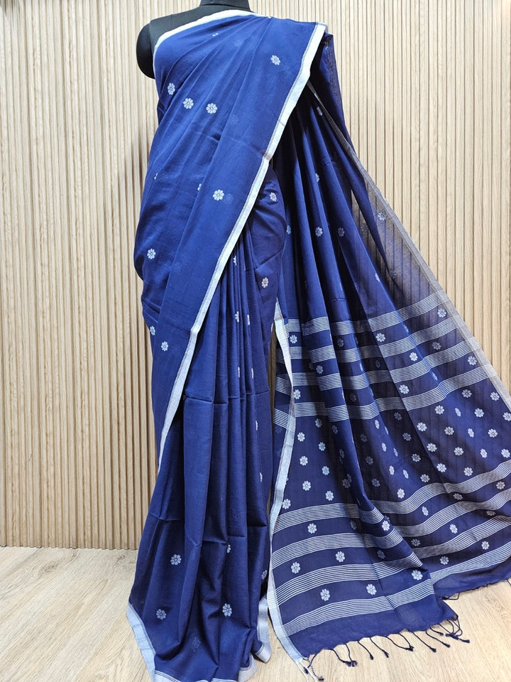 Discover the Timeless Elegance of this Handspun, Handwoven Cotton Jamdani Saree