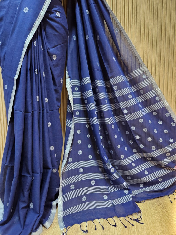 Discover the Timeless Elegance of this Handspun, Handwoven Cotton Jamdani Saree