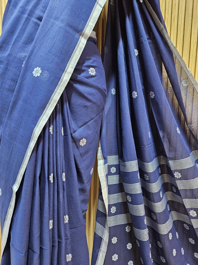 Discover the Timeless Elegance of this Handspun, Handwoven Cotton Jamdani Saree