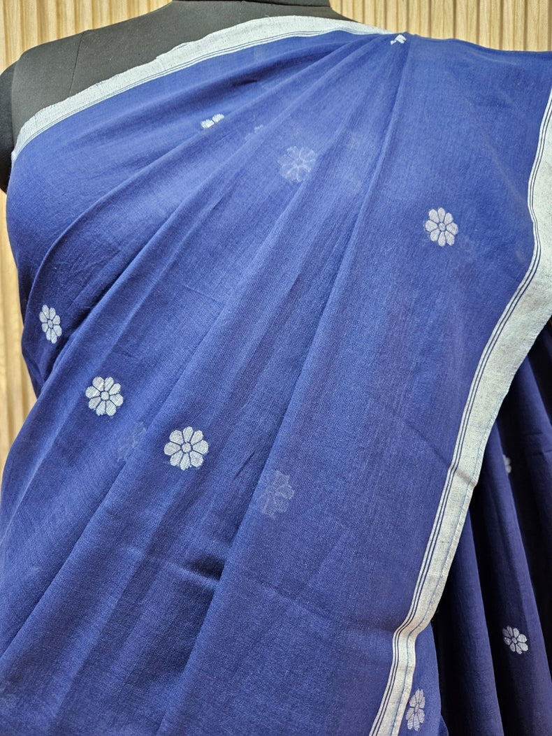 Discover the Timeless Elegance of this Handspun, Handwoven Cotton Jamdani Saree