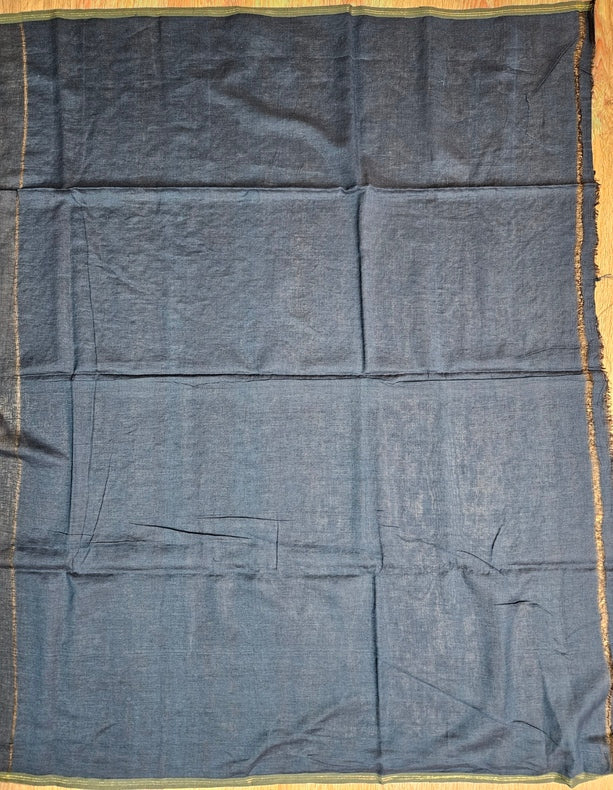 Indigo Blue Handwoven  Handspun Cotton Jamdani Saree  by Master Weaver Balaram Saha