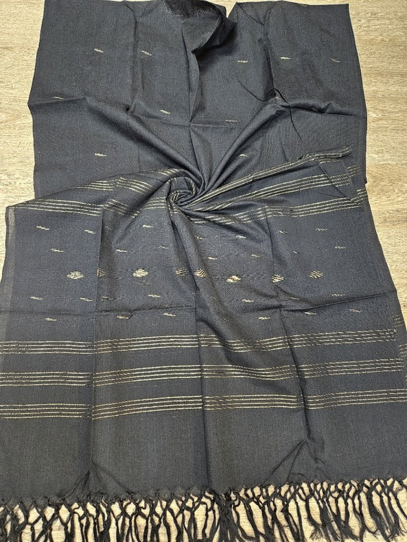 Black & Gold Handwoven Cotton Jamdani 3-piece Kurta Set Balaram Saha