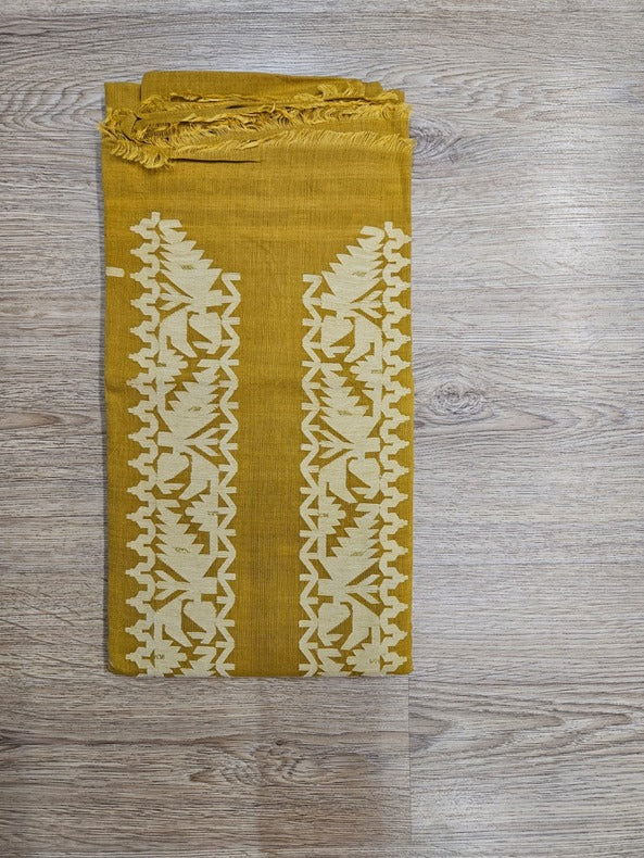 Mustard & White Handwoven Cotton jamdani Unisex Kurta Piece Balaram Saha   https://www.istockphoto.com/