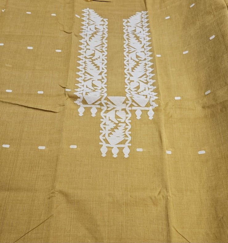 Mustard & White Handwoven Cotton jamdani Unisex Kurta Piece Balaram Saha    https://www.dailymotion.com/