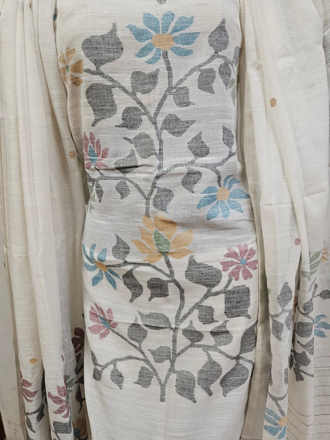 Handwoven Perfection: Balaram Saha's White Cotton Jamdani Unstitched Set - (balaram saha online, Handloom Dupatta, Handwoven Jamdani, Handspun Cotton, jamdani dupatta, balaram saha dupatta, cotton jamdani dupatta, jamdani dupatta online, dhakai jamdani dupatta, dupatta collection, dupatta)   https://www.apple.com/