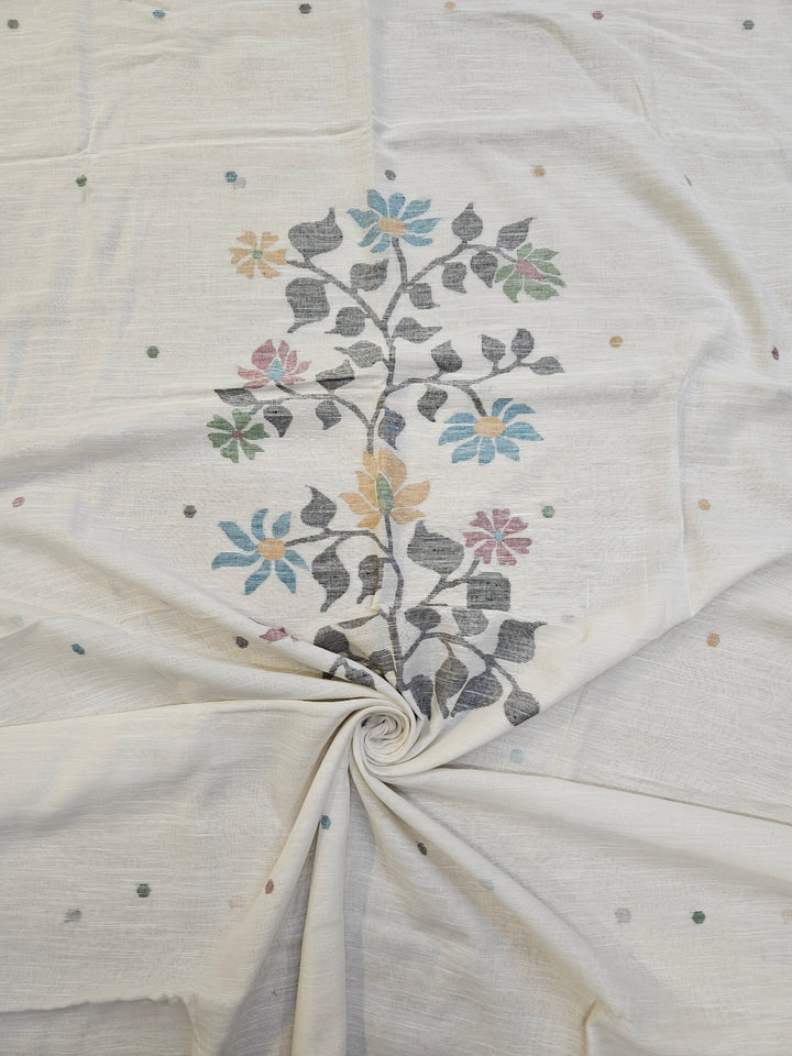 Handwoven Perfection: Balaram Saha's White Cotton Jamdani Unstitched Set - (balaram saha online, Handloom Dupatta, Handwoven Jamdani, Handspun Cotton, jamdani dupatta, balaram saha dupatta, cotton jamdani dupatta, jamdani dupatta online, dhakai jamdani dupatta, dupatta collection, dupatta)   https://en.wikipedia.org/wiki/Main_Page