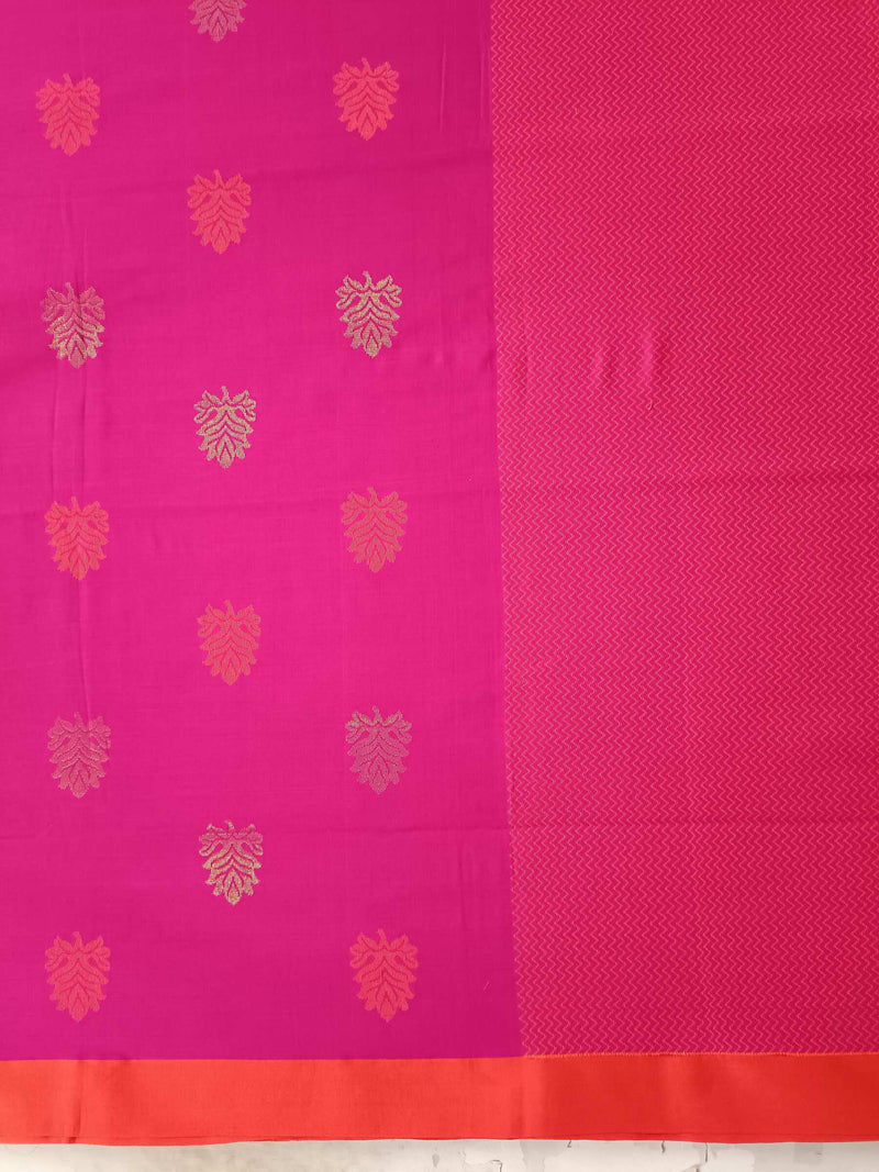 Deep Pink & Orange Soft Handloom Premium Cotton Saree Balaram Saha