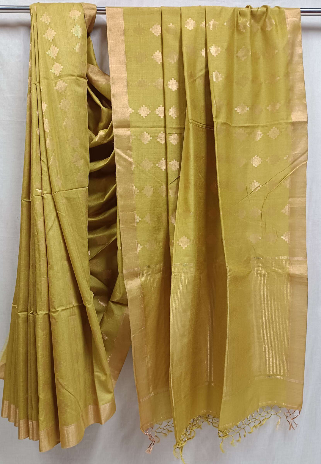Mustard Yellow Soft Handloom Tussar Silk Saree Balaram Saha