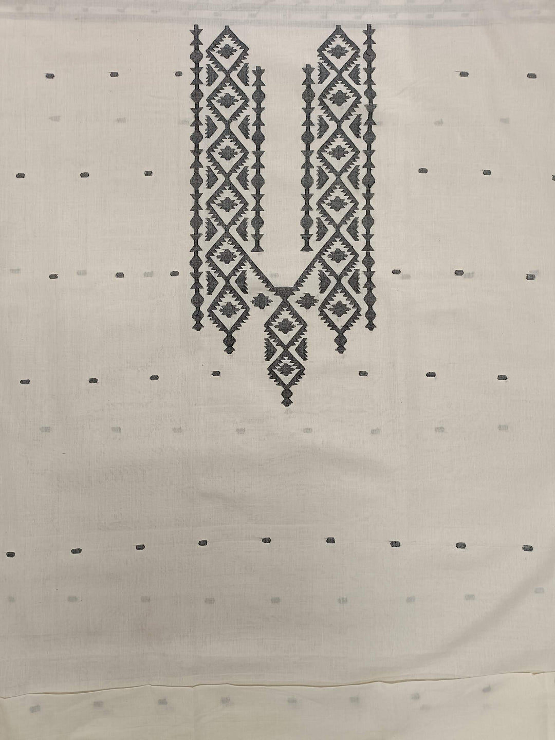 White and Black Handwoven Dhakai jamdani Unisex kurta Piece Balaram Saha