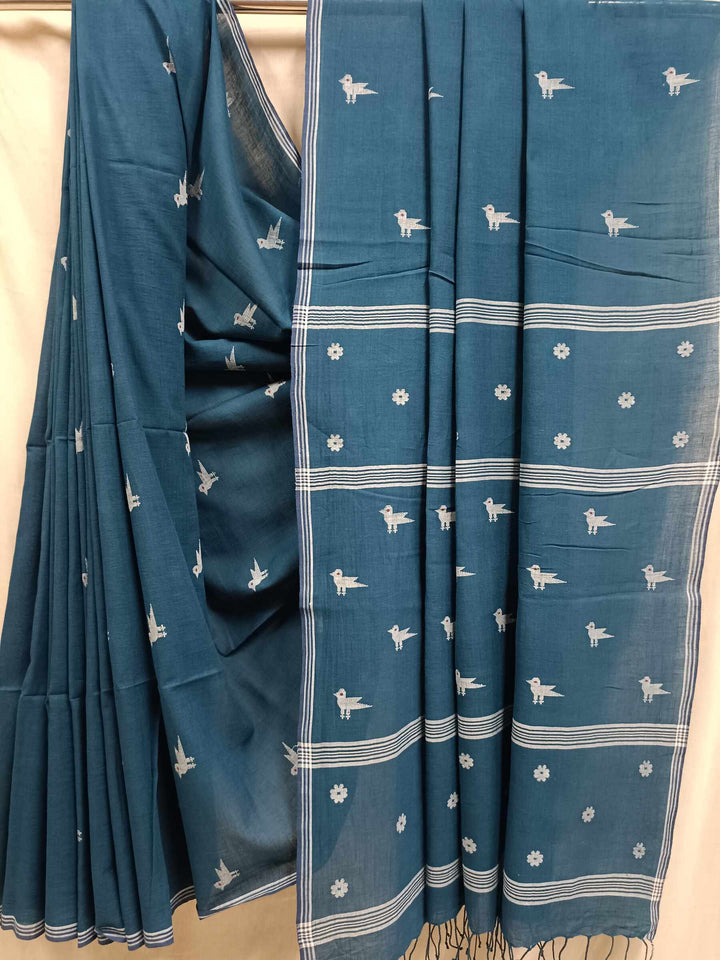 Lilac Soft handspun Cotton & Handwoven Jamdani Saree Balaram Saha