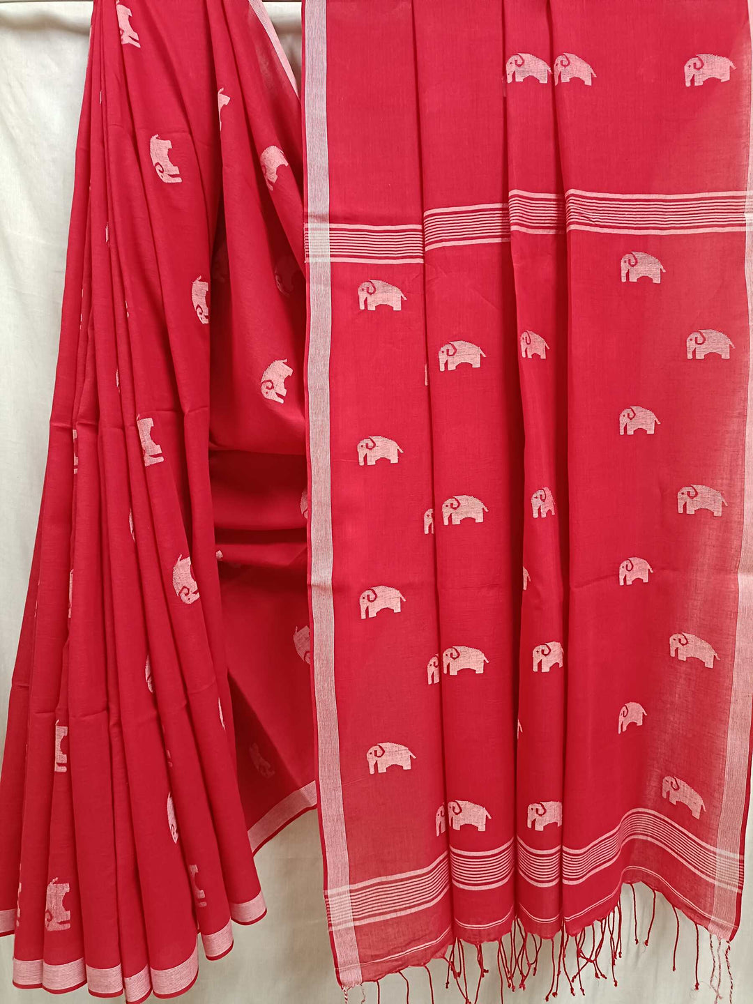 Lavender Handspun Handwoven Cotton Jamdani Saree Balaram Saha