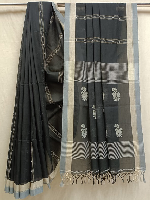 Black & White Fine Handloom Soft Cotton Saree Balaram Saha
