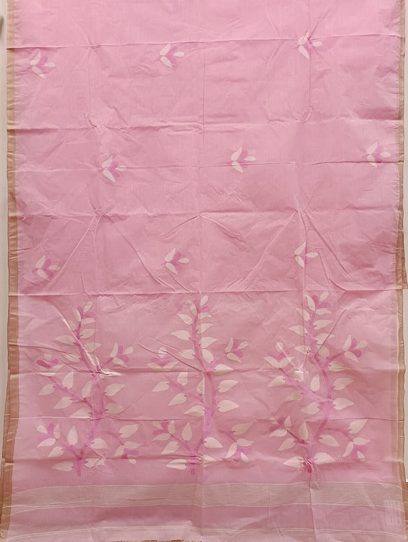 Light Pink Handloom Handwoven Cotton Jamdani Saree Balaram Saha