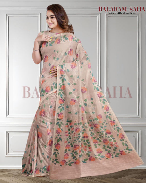 Light Pink Handloom Handwoven Traditional Cotton Jamdani Saree Balaram Saha (handloom saree, jamdani saree, jamdani sarees, cotton jamdani saree, jamdani cotton saree handloom cotton saree, balaram saha online, jamdani saree online, soft jamdani saree)  https://wordpress.com/