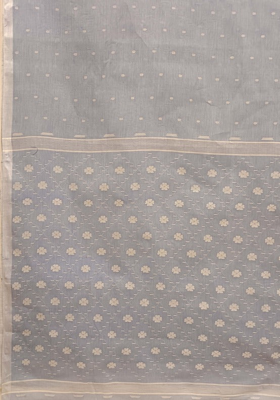 Light Blue Handloom Cotton Jamdani Saree by Balaram Saha - (handloom saree, cotton saree, handloom cotton saree, balaram saha online, handloom sarees, balaram saha handloom saree store photos, balaram saha handloom saree store, cotton handloom saree, bengal handloom sarees, pure cotton, cotton saree for women, cotton saree online)