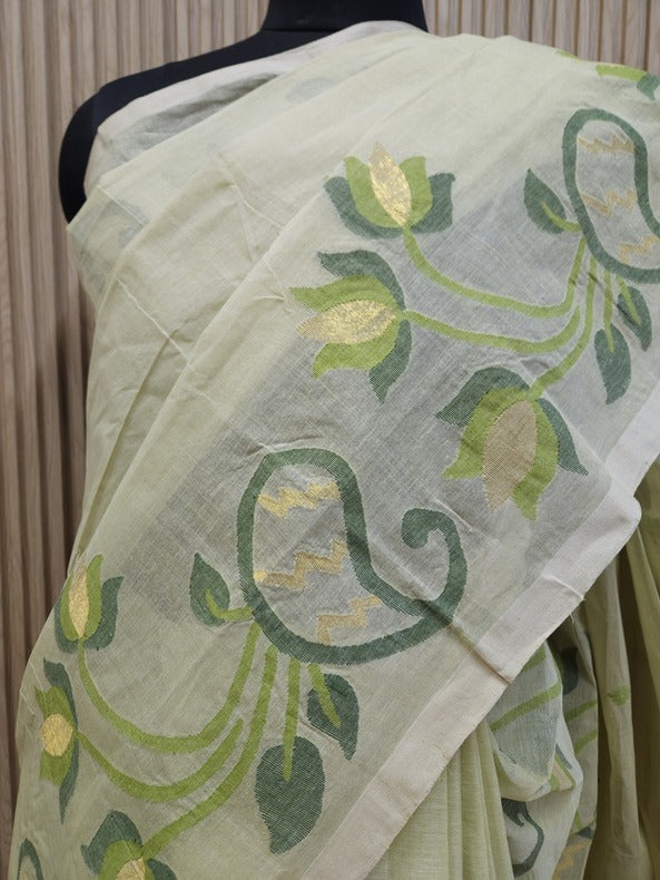 Light Green Cotton Jamdani from Balaram Saha - (dhakai jamdani saree, jamdani saree, jamdani sarees, cotton jamdani saree, jamdani cotton saree, handloom cotton saree, original dhakai jamdani saree, jamdani sarees, soft dhakai jamdani saree, jamdani saree Bangladesh, balaram saha, balaram saha handloom saree store, balaram saha saree, balaram saha online, balaram saha saree online, balaram saha gariahat) www.facebook.com