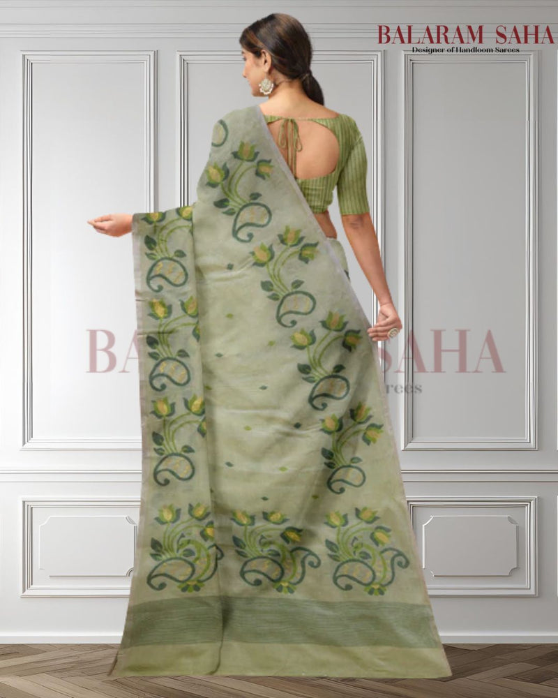 Light Green Cotton Jamdani from Balaram Saha - (dhakai jamdani saree, jamdani saree, jamdani sarees, cotton jamdani saree, jamdani cotton saree, handloom cotton saree, original dhakai jamdani saree, jamdani sarees, soft dhakai jamdani saree, jamdani saree Bangladesh, balaram saha, balaram saha handloom saree store, balaram saha saree, balaram saha online, balaram saha saree online, balaram saha gariahat) www.pinterest.com