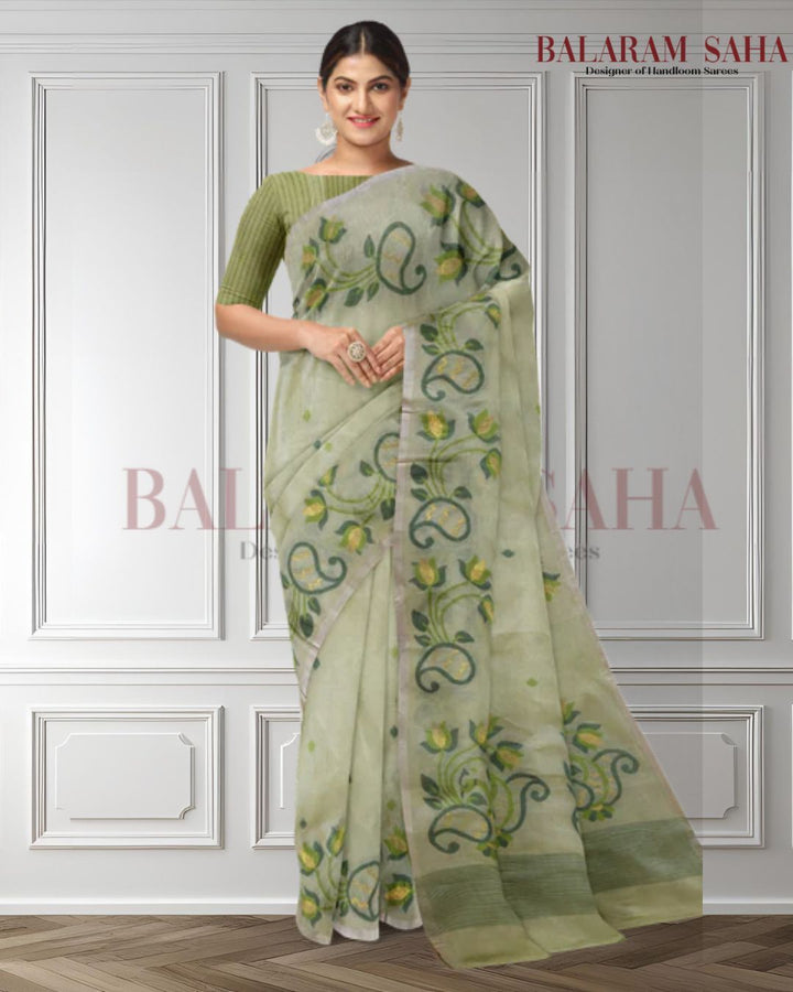 Light Green Jamdani from Balaram Saha Balaram Saha