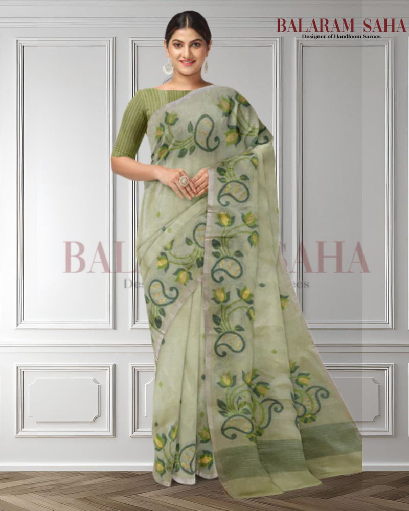 Light Green Jamdani from Balaram Saha Balaram Saha