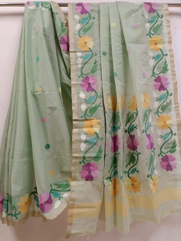 Light Green Handloom Handwoven Cotton Jamdani Saree by Balaram Saha - (handloom saree, jamdani saree, jamdani sarees, cotton jamdani saree, jamdani cotton saree handloom cotton saree, balaram saha online, jamdani saree online, soft jamdani saree)   https://disqus.com/