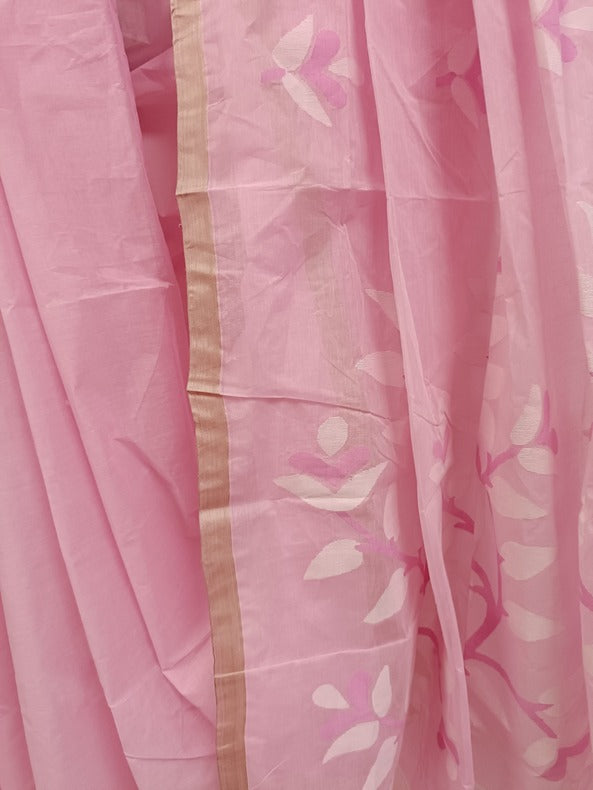 Light Pink Handloom Handwoven Cotton Jamdani Saree by Balaram Saha - (cotton saree, handloom cotton saree, balaram saha online, handloom sarees, cotton handloom saree, bengal handloom sarees, pure cotton, cotton saree for women, cotton saree online)  https://www.kickstarter.com/