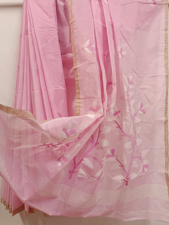 Light Pink Handloom Handwoven Cotton Jamdani Saree by Balaram Saha - (cotton saree, handloom cotton saree, balaram saha online, handloom sarees, cotton handloom saree, bengal handloom sarees, pure cotton, cotton saree for women, cotton saree online)  https://www.ted.com/