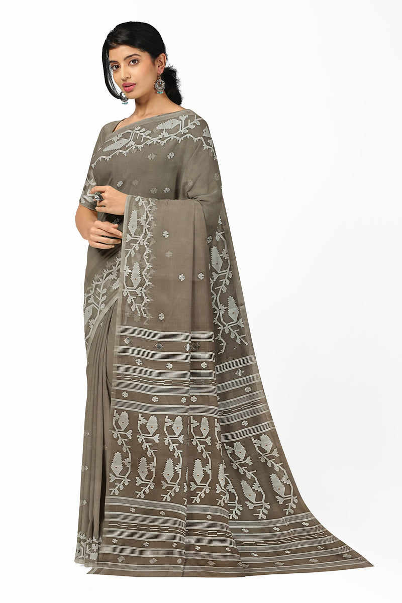 Light brown Handwoven Muslin Silk Jamdani Saree - (muslin silk saree, jamdani saree, jamdani sarees, cotton jamdani saree, jamdani cotton saree, handloom cotton saree, balaram saha online, jamdani saree online, soft jamdani saree)      https://elpais.com/