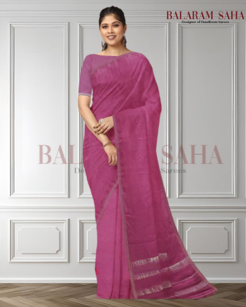 The Epitome of Elegance: Magenta Handloom Mul Cotton Saree by Balaram Saha Balaram Saha