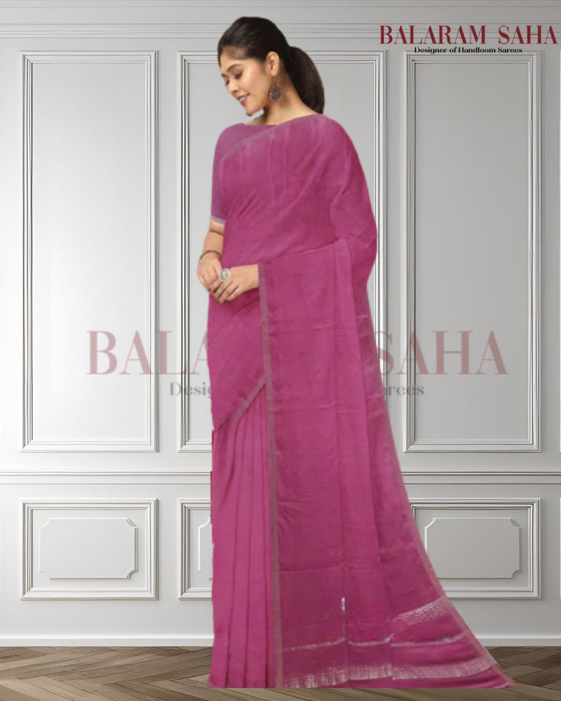 Magenta Best Quality Soft Handloom Mul Cotton Saree With Silver Border Balaram Saha  https://www.independent.co.uk/asia