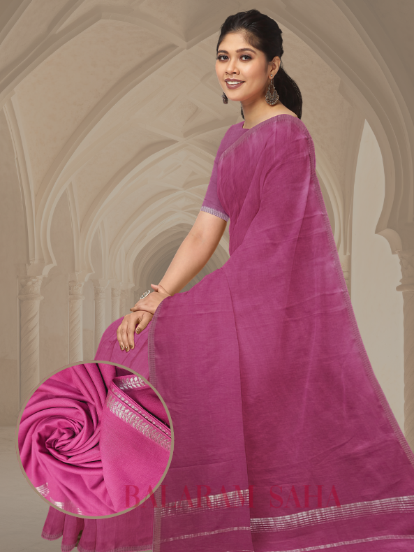 Magenta Best Quality Soft Handloom Mul Cotton Saree With Silver Border Balaram Saha https://www.slideshare.net/
