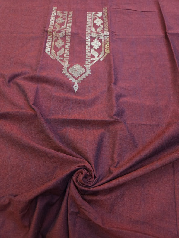 Maroon Handwoven Cotton jamdani Unisex Unstitched Kurta - Balaram Saha Online https://moz.com/