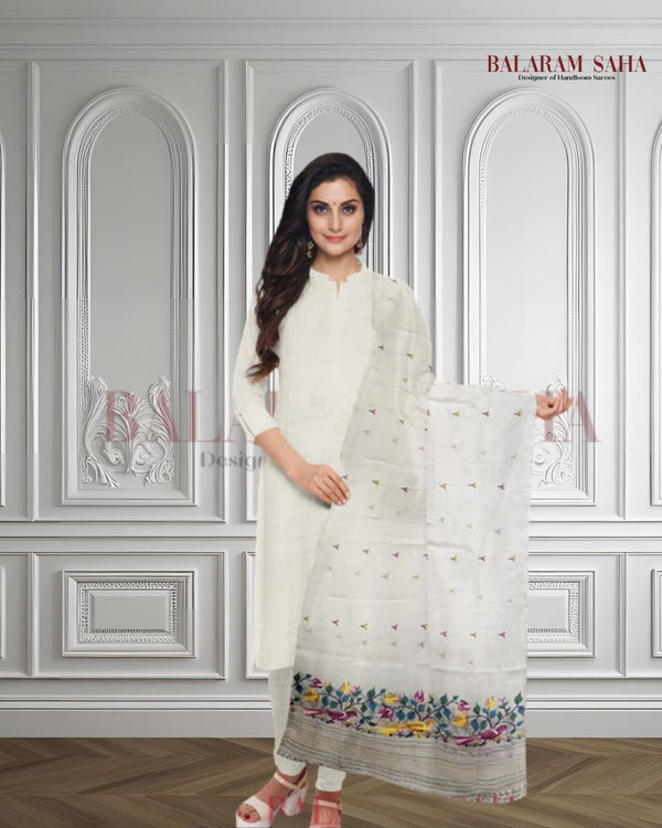 Multicolor Bird & Floral Jamdani Muslin Silk Dupatta by Balaram Saha - (balaram saha online, Handloom Dupatta, Handwoven Jamdani, Handspun Cotton, jamdani dupatta, balaram saha dupatta, cotton jamdani dupatta, jamdani dupatta online, dhakai jamdani dupatta, dupatta collection, dupatta, muslin silk)    https://www.pbs.org/
