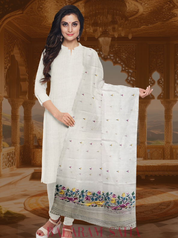 Multicolor Bird & Floral Jamdani Muslin Silk Dupatta by Balaram Saha - (balaram saha online, Handloom Dupatta, Handwoven Jamdani, Handspun Cotton, jamdani dupatta, balaram saha dupatta, cotton jamdani dupatta, jamdani dupatta online, dhakai jamdani dupatta, dupatta collection, dupatta, muslin silk)    https://www.pbs.org/