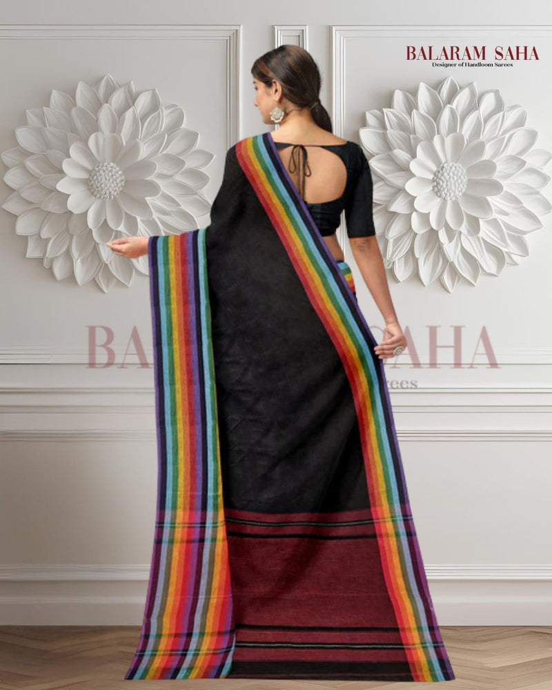 Balaram Saha Presents: Multicolor Handloom Dhonekali Soft Cotton Saree for Everyday Elegance Balaram Saha