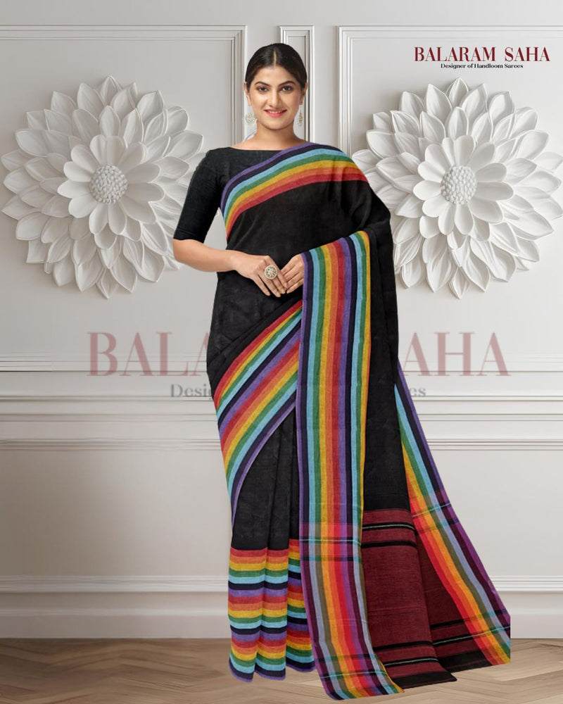 Balaram Saha Presents: Multicolor Handloom Dhonekali Soft Cotton Saree for Everyday Elegance Balaram Saha