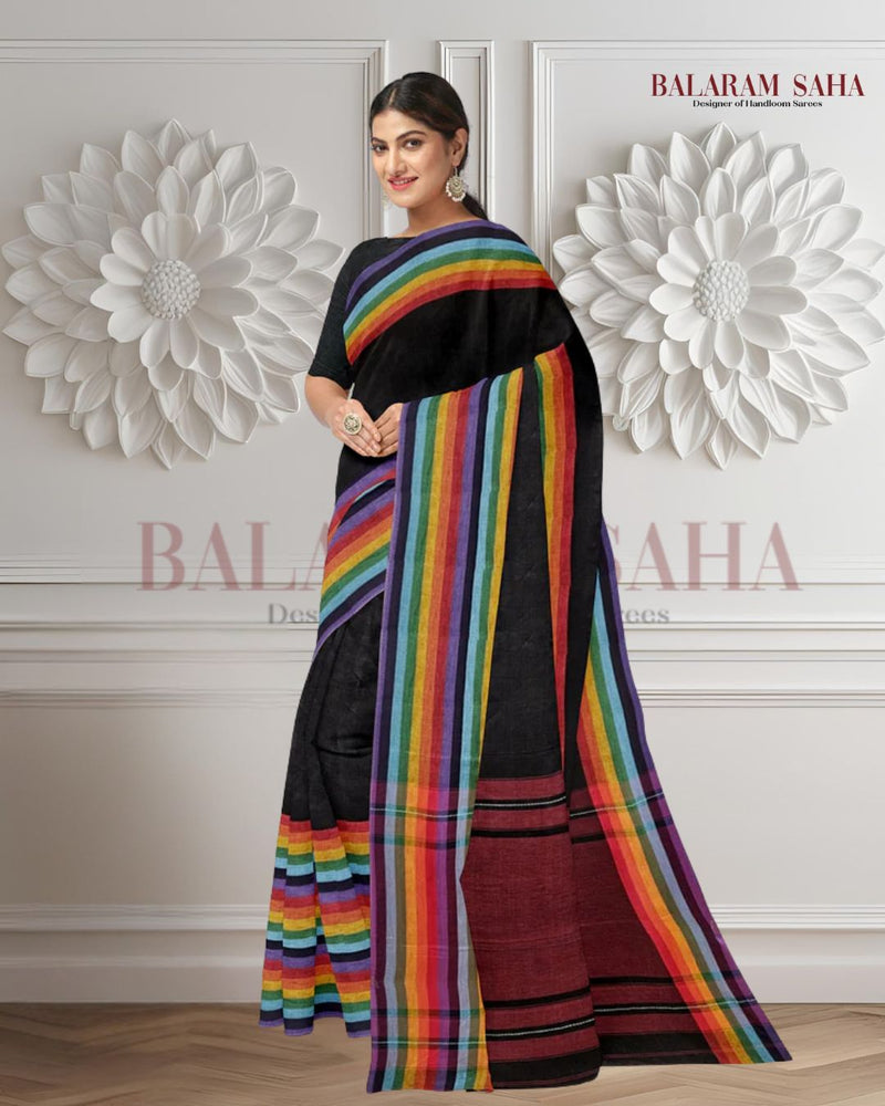 Balaram Saha Presents: Multicolor Handloom Dhonekali Soft Cotton Saree for Everyday Elegance Balaram Saha