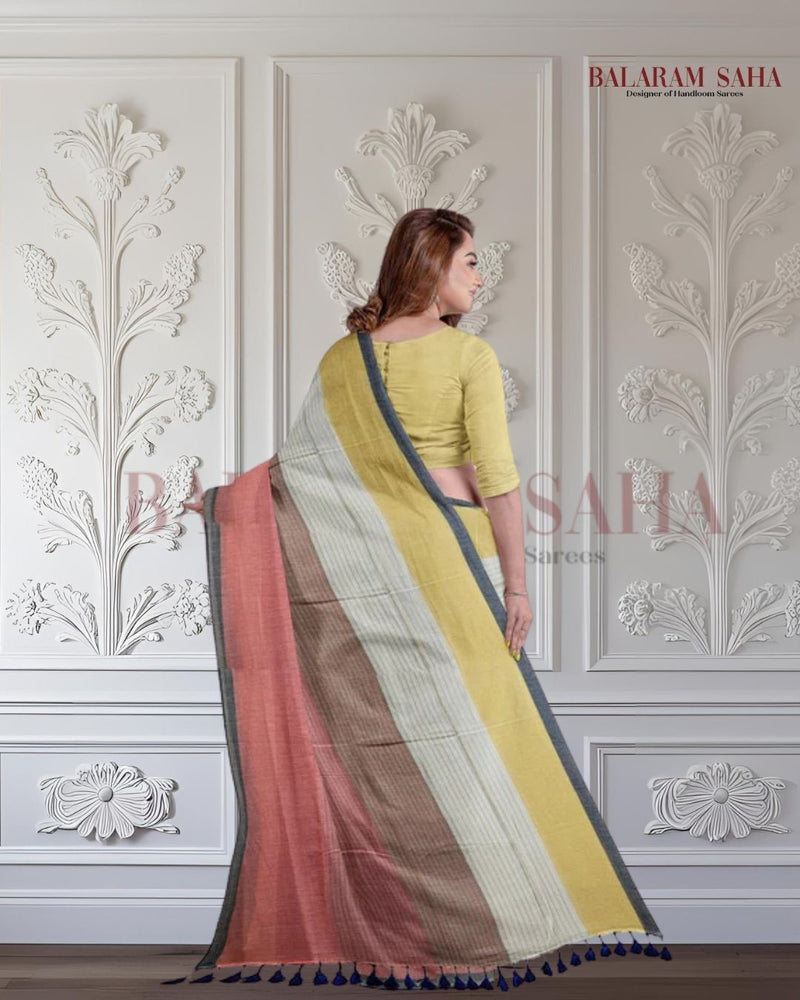 Multicolor Hnadloom Soft Mul Cotton Comfart Wear Saree Balaram Saha