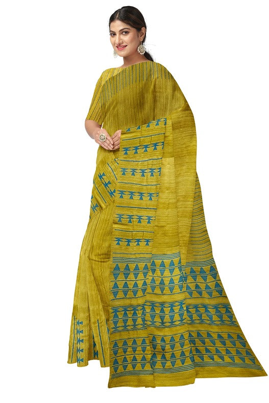 Mustard Yellow & Green Magic: Handloom Matka Silk Saree by Balaram Saha (handloom saree, silk saree, handloom silk saree, balaram saha online, silk sarees, balaram saha handloom saree store, silk handloom saree, bengal handloom sarees, pure silk, matka silk saree, matka silk, silk saree online)    https://www.rebelmouse.com/