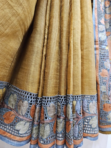 Mustard handloom Tussar Kalamkari Cutwork Saree (handloom saree, silk saree, handloom silk saree, balaram saha online, silk sarees, balaram saha handloom saree store photos, balaram saha handloom saree store, silk handloom saree, bengal handloom sarees, pure silk, kantha silk saree, tussar silk, tussar silk saree, silk saree online) https://disqus.com/