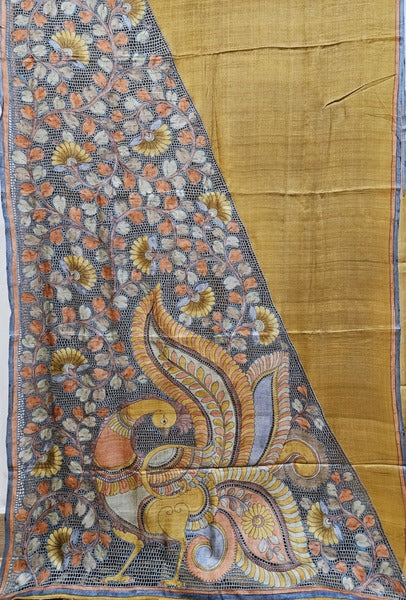 Mustard handloom Tussar Kalamkari Cutwork Saree (handloom saree, silk saree, handloom silk saree, balaram saha online, silk sarees, balaram saha handloom saree store photos, balaram saha handloom saree store, silk handloom saree, bengal handloom sarees, pure silk, kantha silk saree, tussar silk, tussar silk saree, silk saree online) https://wordpress.com/