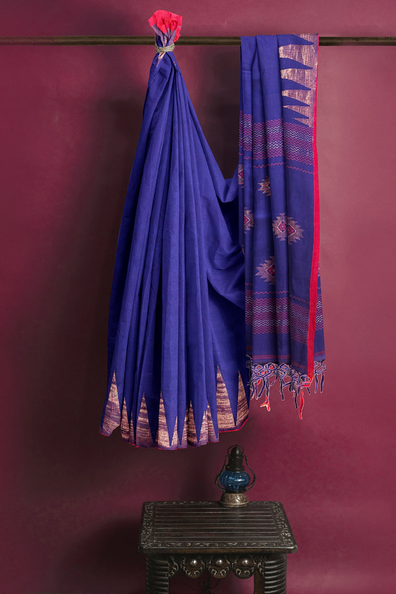 Navy-Blue & Red Handloom Premium Cotton Saree With Temple Border of Balaram Saha (handloom saree, cotton saree, handloom cotton saree, balaram saha online, handloom sarees, balaram saha handloom saree store photos, balaram saha handloom saree store, cotton handloom saree, bengal handloom sarees, pure cotton, cotton saree for women, cotton saree online)  https://www.wikimedia.org/