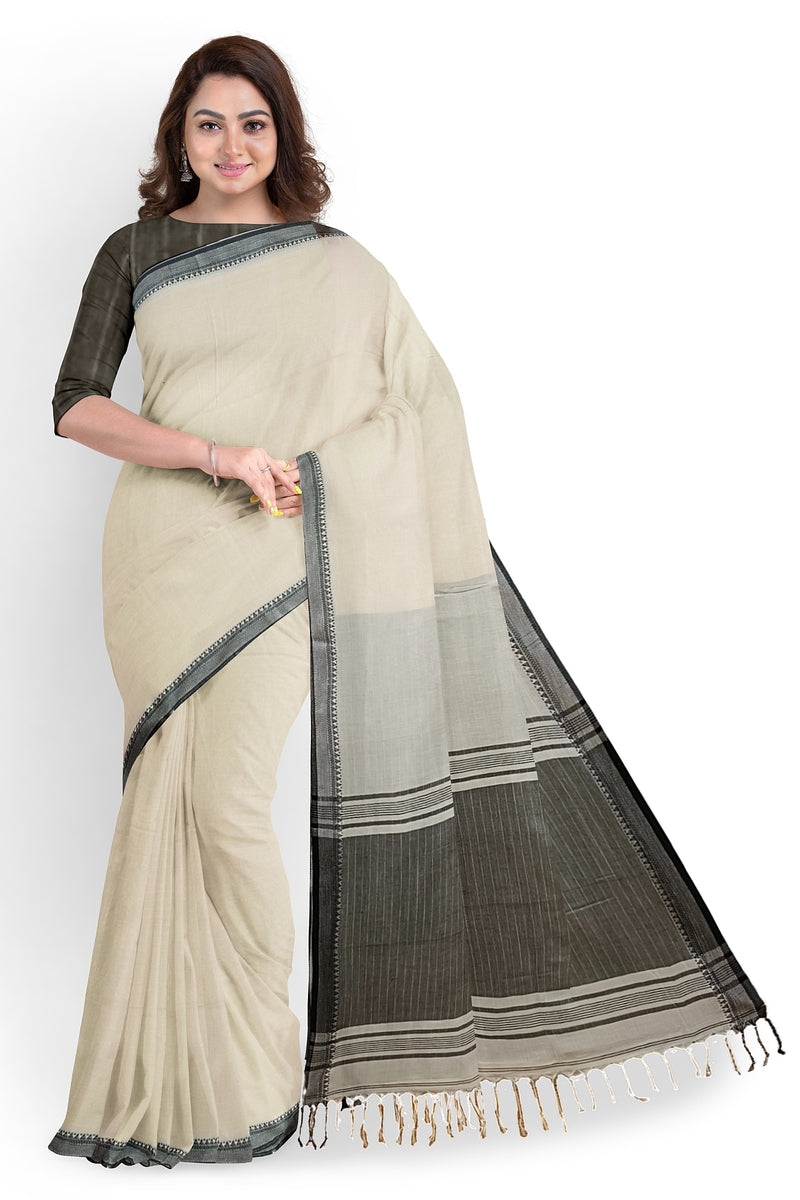 Off-White & Black Handloom Fine Cotton Saree With Black Border Of Balaram Saha (handloom saree, cotton saree, handloom cotton saree, balaram saha online, handloom sarees, balaram saha handloom saree store photos, balaram saha handloom saree store, cotton handloom saree, bengal handloom sarees, pure cotton, cotton saree for women, cotton saree online)    https://edition.cnn.com/