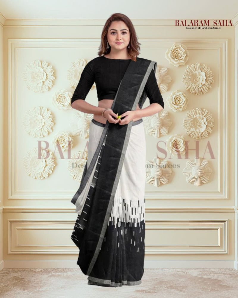 Off-White Black Premium Handloom Soft Printed Cotton Saree Balaram Saha   https://www.slideshare.net/