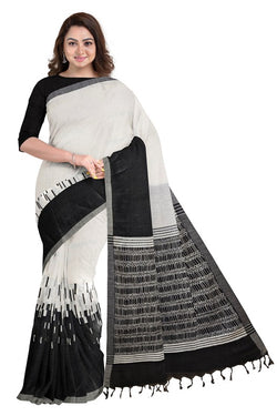 Off-White Black Premium Handloom Soft Printed Cotton Saree Balaram Saha  https://www.abc.es/