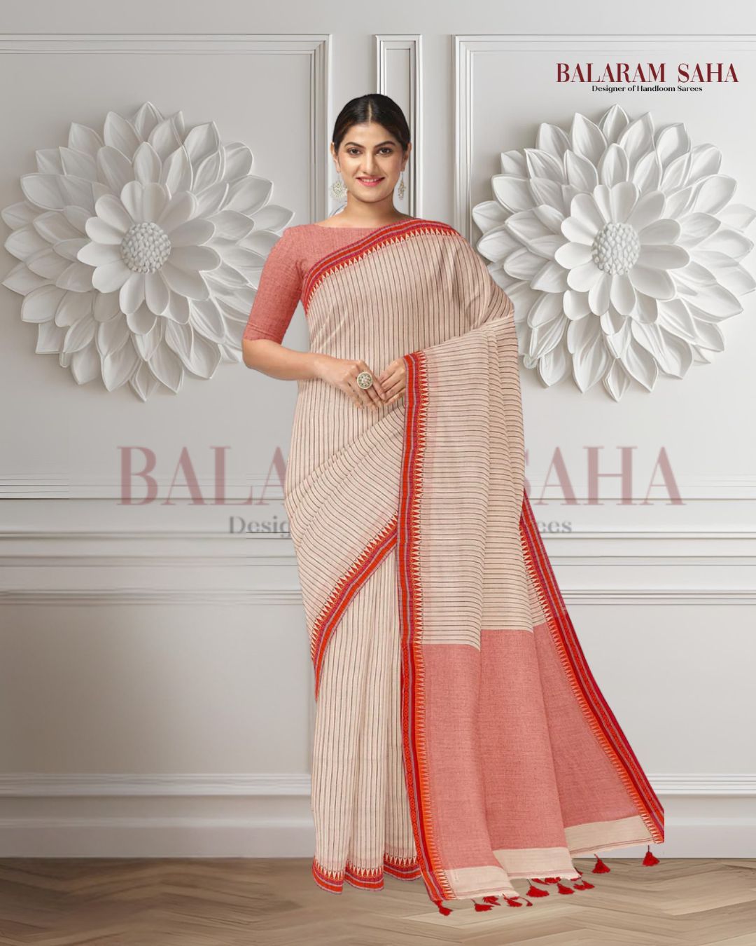 Off White &  Soft Handloom Cotton Saree Balaram Saha