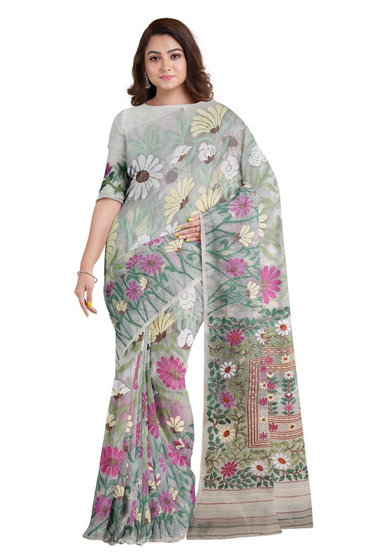 Off-White & Multicolor Sunflower Muslin Silk Jamdani Saree (muslin silk saree, jamdani saree, jamdani sarees, cotton jamdani saree, jamdani cotton saree, handloom cotton saree, balaram saha online, jamdani saree online, soft jamdani saree, muslin silk)   https://www.ca.gov/