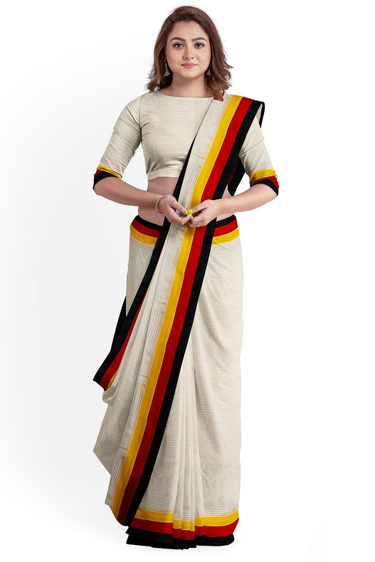 Off-White Premium Quality Handloom Soft Cotton Saree with Contrast Border by Balaram Saha - (handloom saree, cotton saree, handloom cotton saree, balaram saha online, handloom sarees, cotton handloom saree, bengal handloom sarees, pure cotton, cotton saree for women, cotton saree online)     https://apache.org/