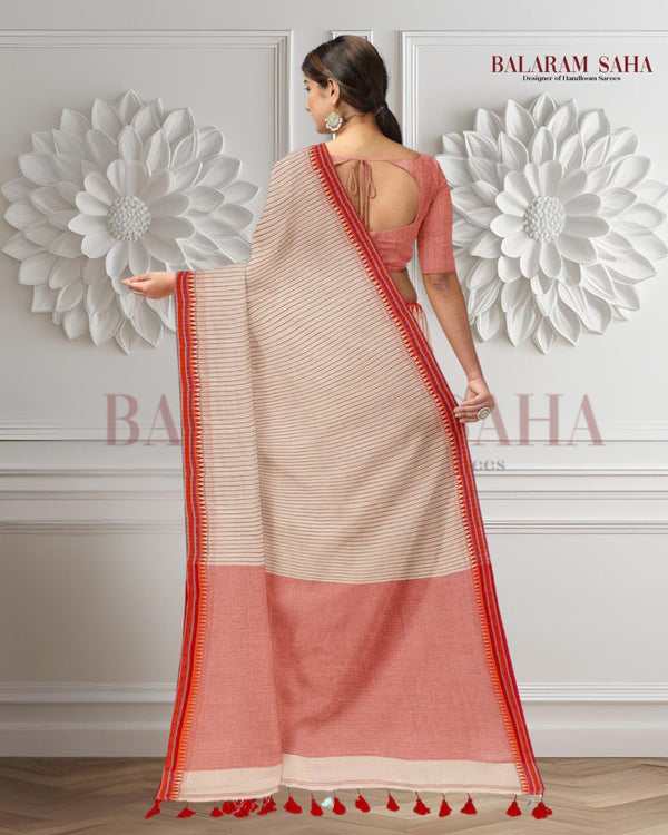 Off White &  Soft Handloom Cotton Saree Balaram Saha